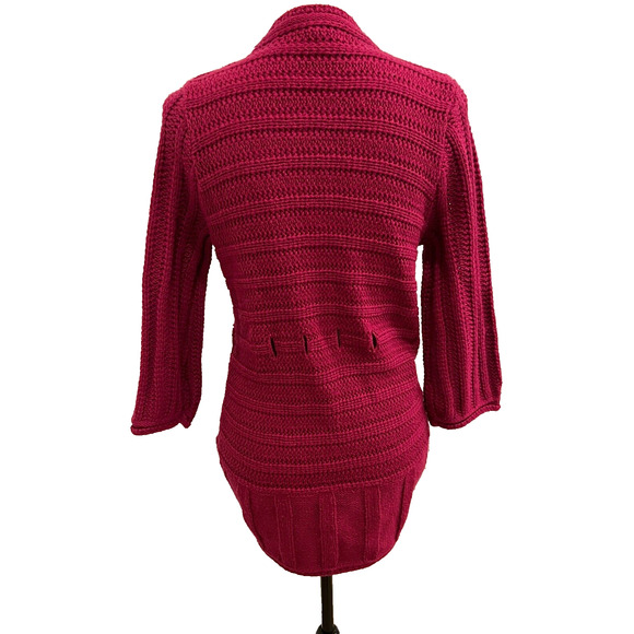 Women's The Sweater Project Open Front Knit Cardigan Mid Length Maroon Size Med - Picture 3 of 4